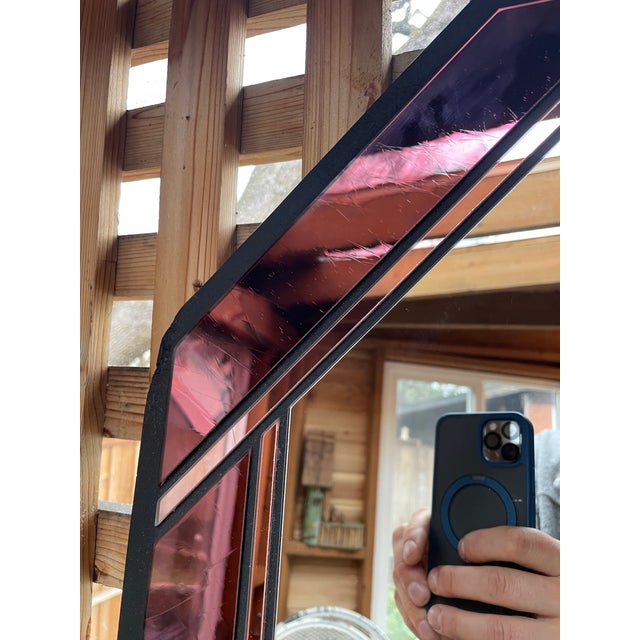 Violet Large Late 20th Century Octagonal Stained Glass Wall Mirror For Sale - Image 8 of 9