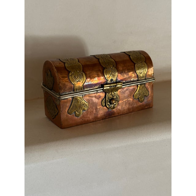 Copper Antique Betel Decorative Treasure Box For Sale - Image 8 of 8