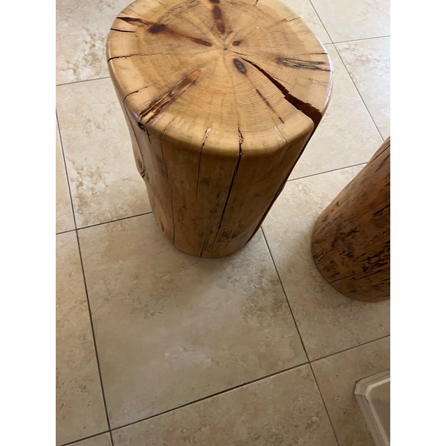 Wood Set of Three Solid Wood Stump Side Tables For Sale - Image 7 of 12