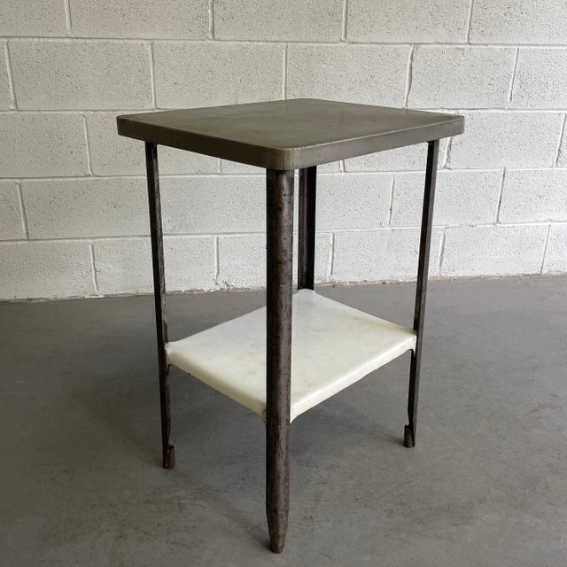 Late 19th Century Industrial Brushed Steel Apothecary Prep Table For Sale - Image 4 of 7