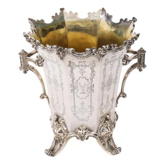 Antique Wine Cooler Champagne Ice Bucket from Elkington, Mason & Co, 1849 For Sale