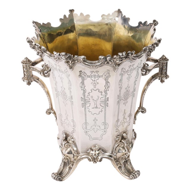 Antique Wine Cooler Champagne Ice Bucket from Elkington, Mason & Co, 1849 For Sale
