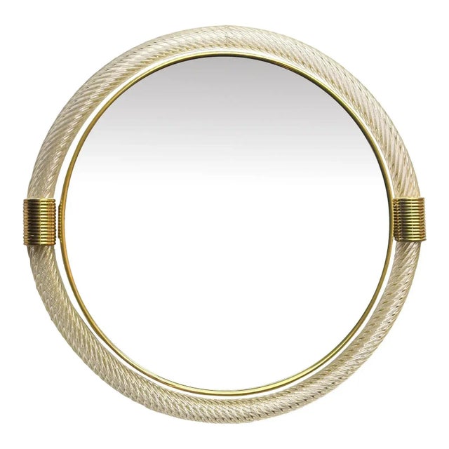 Gold Venetian Round Murano Glass Wall Mirror by Simoeng For Sale - Image 8 of 8