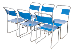 Tubular Metal Outdoor Dining Chairs from Pel Cox, 1950s, Set of 6