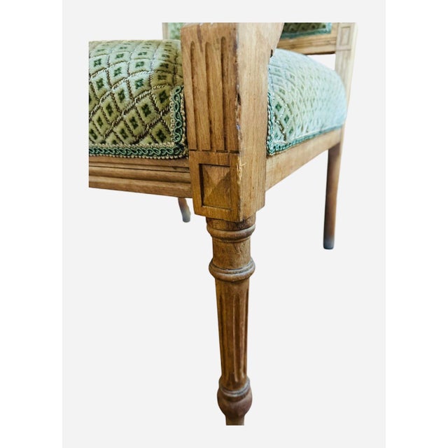Green Pair of Antique French Arm Chairs Louis XV For Sale - Image 8 of 9