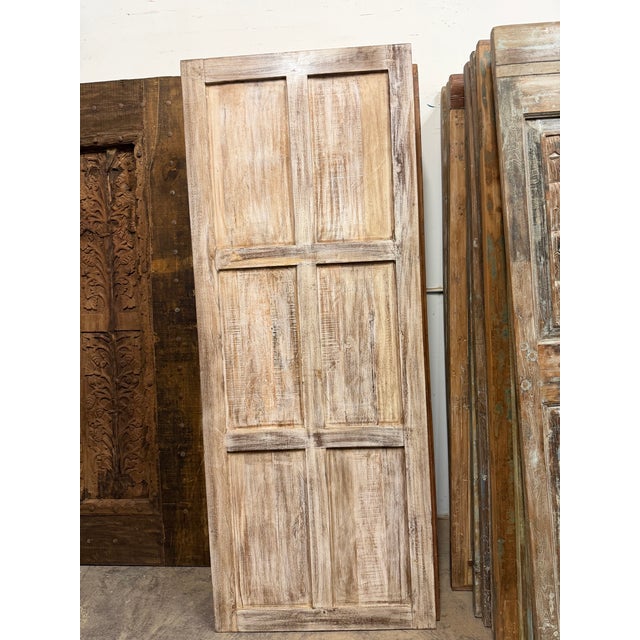 Wood Antique Hand-Carved Floral Wood Door | Reclaimed Single Sliding Barn or Hinged Door 82 For Sale - Image 7 of 8