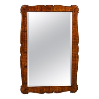 Large Biedermeier Carved and Scalloped Cherry Wood Wall Mirror, Vienna, 1850 For Sale