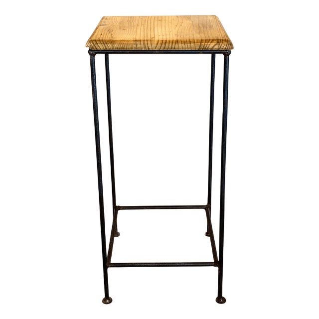 Industrial Steel and Wood Side Table, Spain, 1990s For Sale