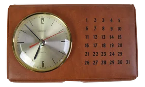 Vintage Clock and Calendar and Box, 1970.
