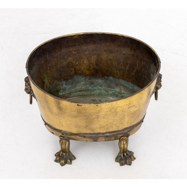 Victorian Victorian Lion's Mask Handle Brass Jardiniere For Sale - Image 3 of 8