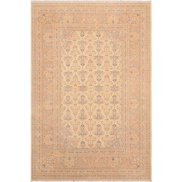 Shabby Chic Tan/Red Wool Rug - 6'2'' X 9'3'' For Sale - Image 10 of 10