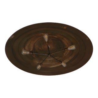 Vintage Industrial Steel Pan Chandelier For Sale