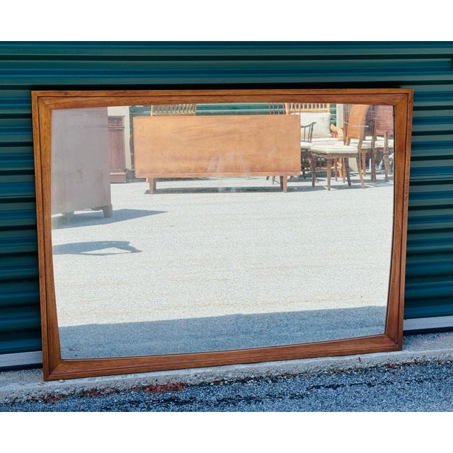 Mid-Century Modern Vintage 1960s Henredon Heritage Style Oak Wood Wall Mirror For Sale - Image 3 of 4