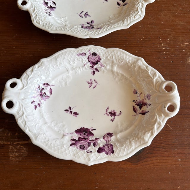Pair of Antique Job Ridgway Cauldon Place Double-Handled Trays, Pattern B1154, Circa 1808-1814 A pair of double-handled...