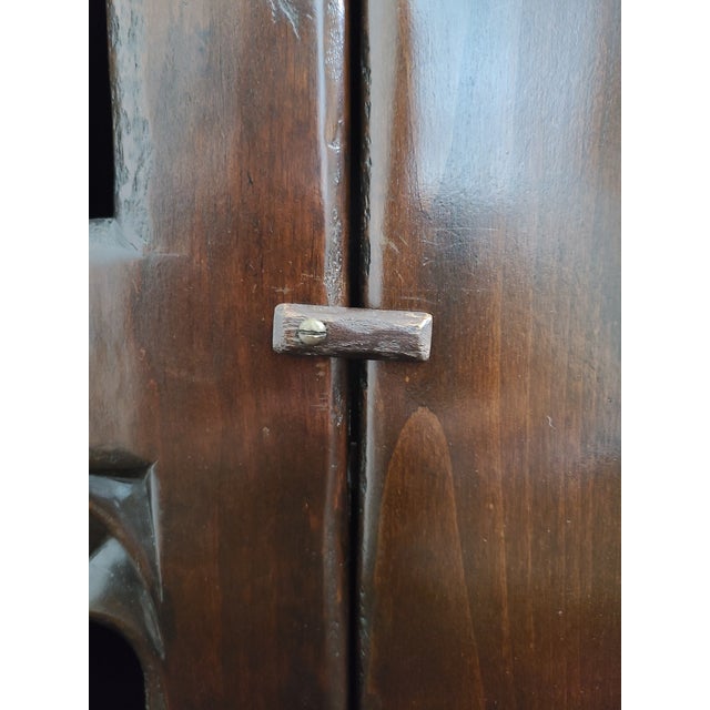 Wood Vintage English Gothic Aumbry Cupboard For Sale - Image 7 of 17