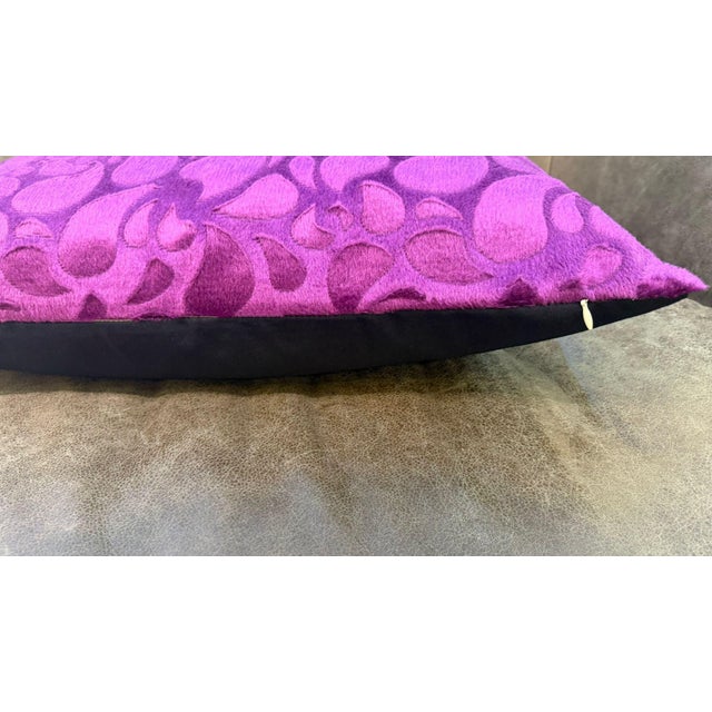 Purple Purple Cut Velvet Lumbar Cushion Cover For Sale - Image 8 of 8
