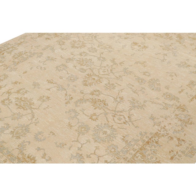 2010s 2010s Rug & Kilim’s Oushak Style Rug in Cream With Gold and Blue Floral Patterns For Sale - Image 5 of 9