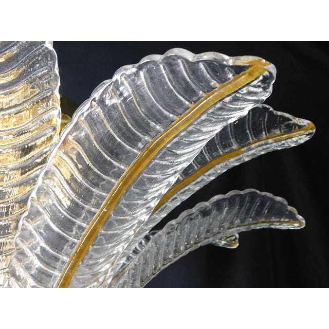 Vintage Palmette Pendant Light in Crystal Glass with Gold Thread, 1985 For Sale - Image 9 of 14