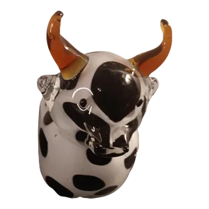 1980s Art Glass Cow Figurine