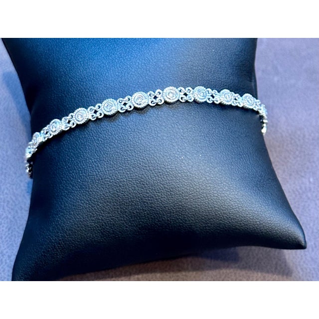 Metal 21 Round Diamond 4-5 Pointer Each Tennis Bracelet in 14 K White Gold, 1.0 Ct For Sale - Image 7 of 18