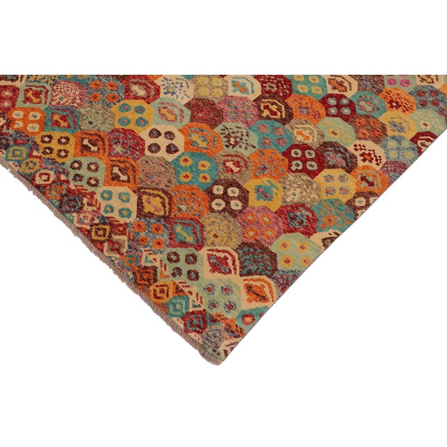 Shabby Chic Balochi Pink/Blue Wool Rug - 6'7''x9'9'' For Sale - Image 4 of 10