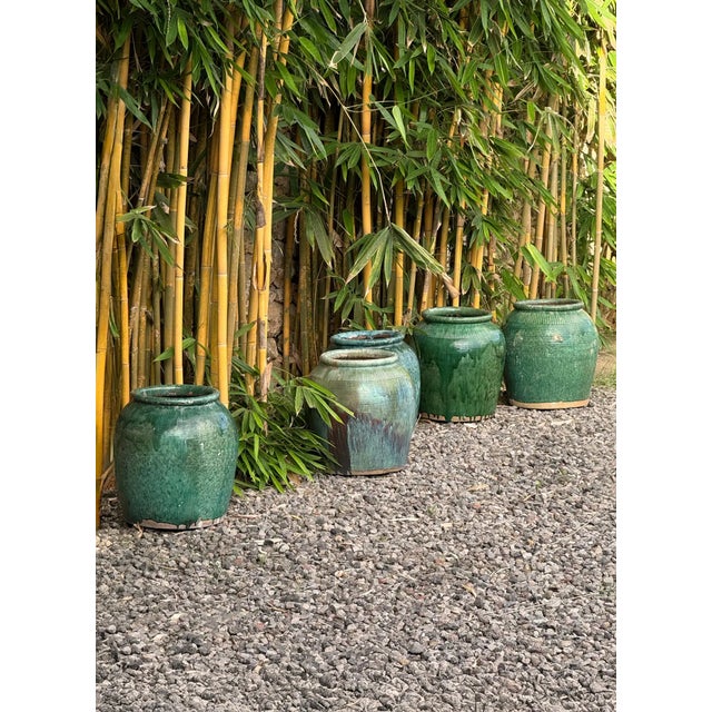 Vintage Chinese Green Glazed Ceramic Soy Sauce Jar For Sale - Image 4 of 10