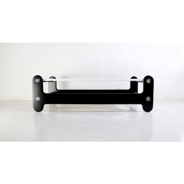 1970s Black and White Coffee Table in Lacquered Wood and Chrome, Italy, 1970s For Sale - Image 5 of 9