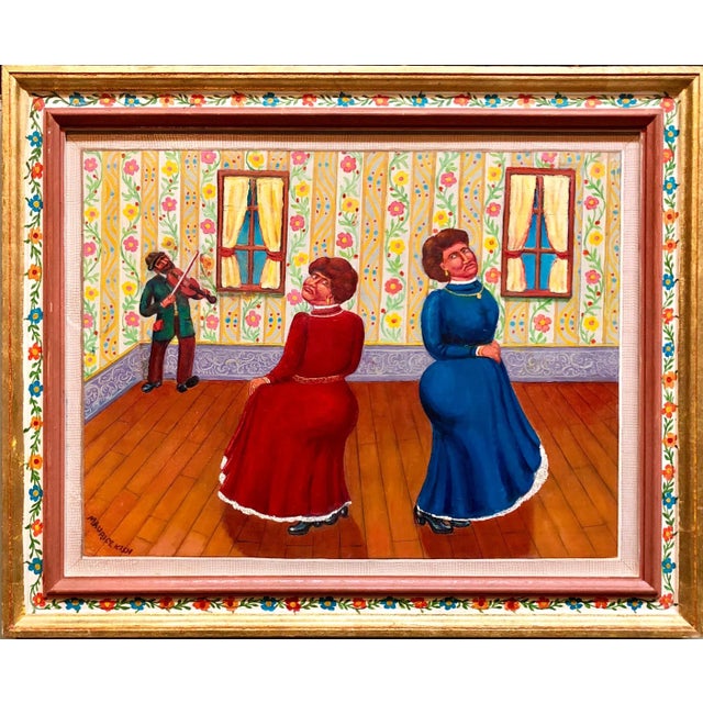 Maurice Kish, Dance of the In laws Wedding Scene Judaica Shtetl Oil Painting WPA Jewish Artist For Sale In Miami - Image 6 of 6