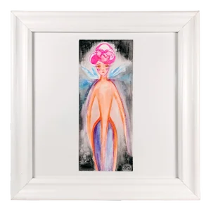 Contemporary Original Painting Watercolor Mixed Media Fashion Pink Hair