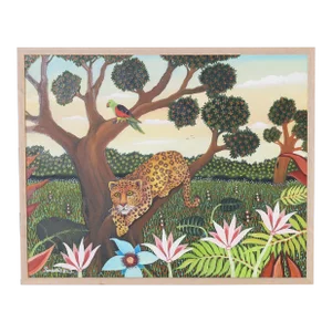 Vintage Branko Paradis Painting on Canvas of a Leopard in a Tree