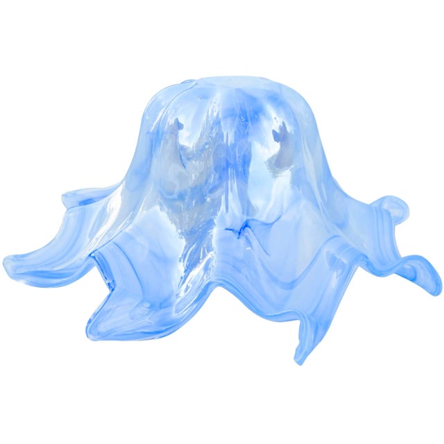 Blue Mid 20th Century Lavorazione Arte Murano Art-Glass Centerpiece With Blue Hues For Sale - Image 8 of 8