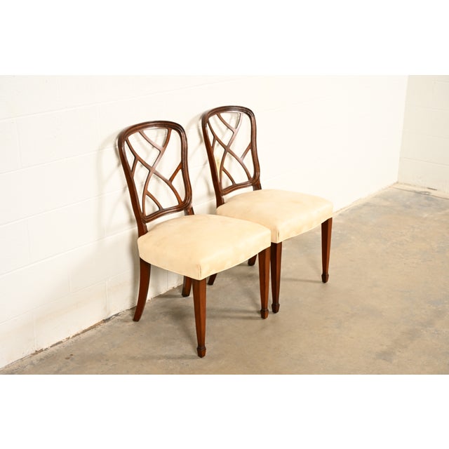 Kindel Furniture Federal Carved Mahogany Side Chairs or Dining Chairs, Pair For Sale - Image 15 of 15