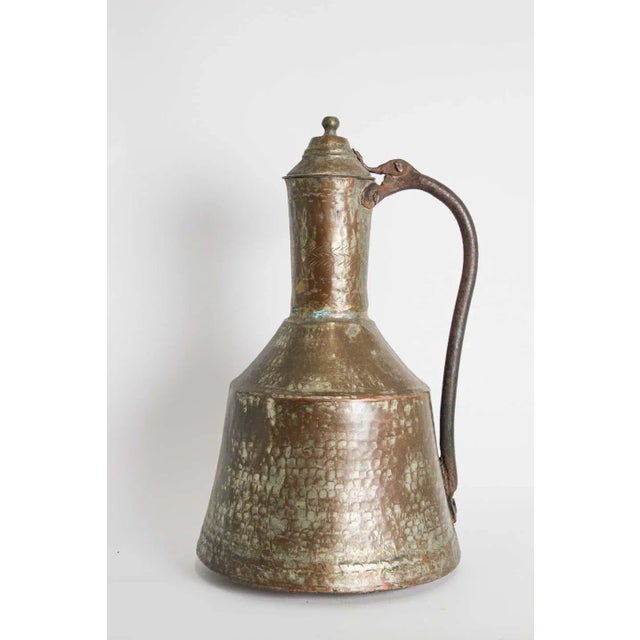 Antique Middle Eastern Persian Tinned Copper Ewer 19th Century For Sale - Image 11 of 13