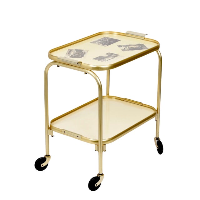Mid-Century Italian Golden Aluminum & Formica Bar Cart, 1950s For Sale - Image 13 of 18