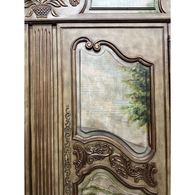 Shabby Chic Thomasville Ernest Hemingway Bombe Painted Wardrobe For Sale - Image 3 of 11