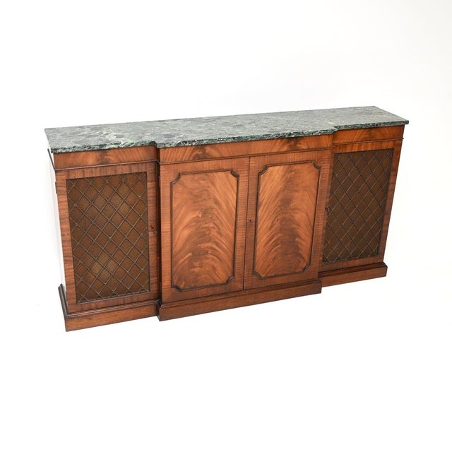 Antique Marble Top Grill Front Sideboard, 1930 For Sale - Image 11 of 11
