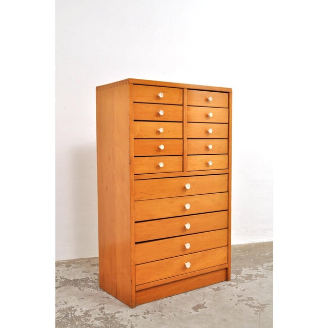Vintage School Chest of Drawers in Beech, 1950s For Sale - Image 10 of 10