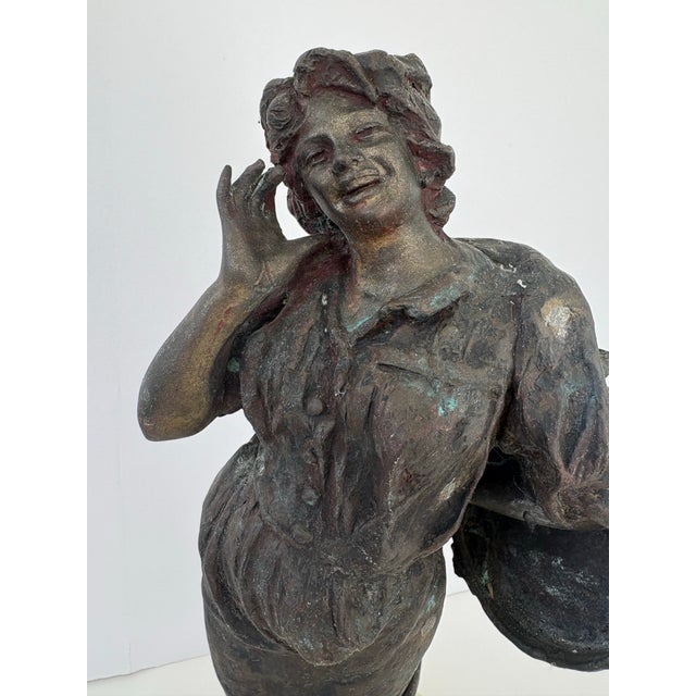 Gabriele Parente “La Tamborella” Bronze Sculpture on Onyx Base, 1907 For Sale - Image 4 of 9