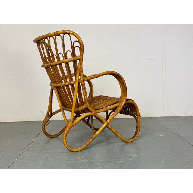 Vintage Rattan, Wicker and Bamboo Easy Chair, 1950s. Made by Rohe Noordwolde. This piece has an attribution mark, I am...