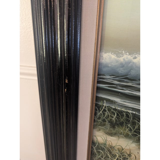 1960s W. Dawson Signed Oil Painting O Canvas Seagulls on the Seaside For Sale - Image 9 of 12