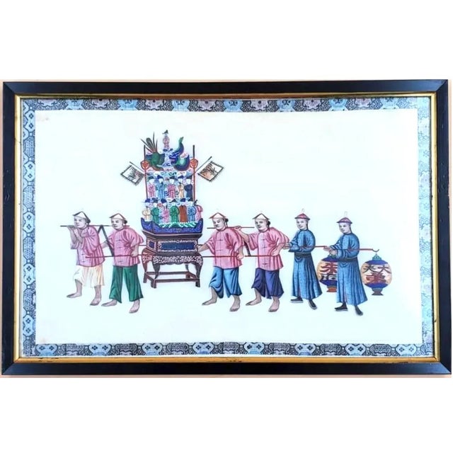 Chinese Set of Six Chinese Export Paintings on Pith Paper For Sale - Image 3 of 12