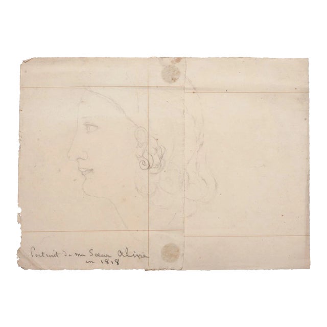 Unknown, Profile of Woman, Pencil Drawing, 1818 For Sale