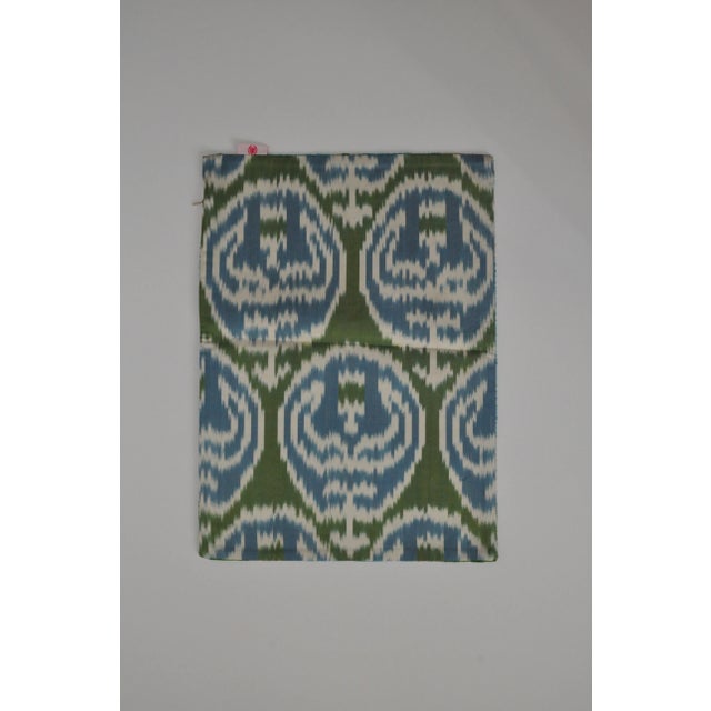 Beautiful green and blue geometric silk velvet accent pillow with a different silk design on the back. It's like getting 2...