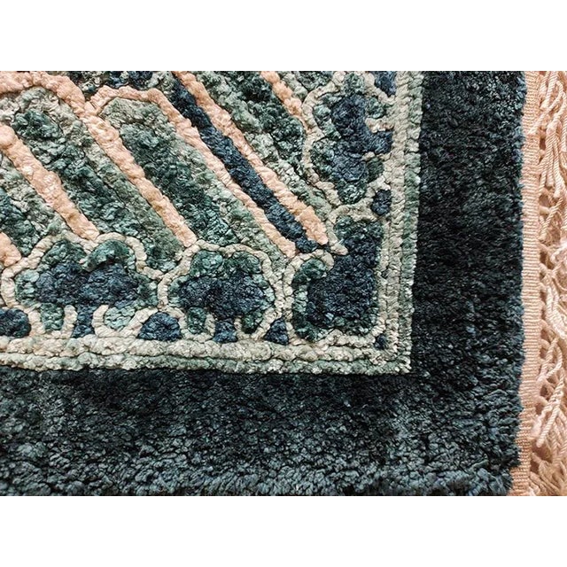 Cerulean 1980s Blue Dragon Vintage Silk Chinese Carpet 3' X 5 Knotted Pile Wool Rug For Sale - Image 8 of 9