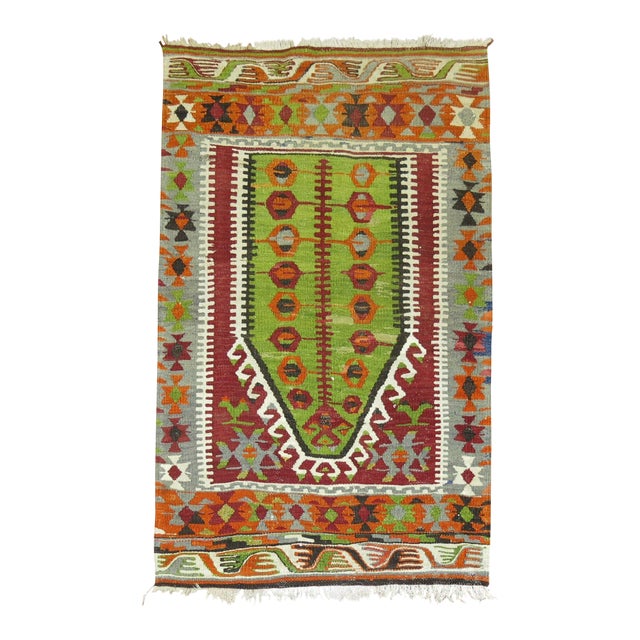 Zabihi Collection Dazzling Vintage Turkish Throw Kilim - 2'11" x 4'6" For Sale