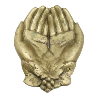 Late 20th Century Brass Cupping Hands Catchall For Sale