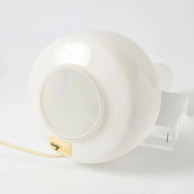 White Danish White Glass Table Lamp, 1980s For Sale - Image 8 of 9