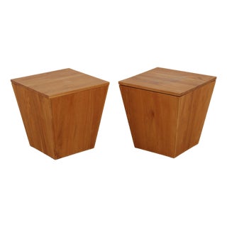 Pair Modern Arts & Crafts Design Oak Box Tables For Sale