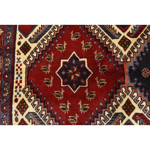 Yalameh Rug 5'1'' X 6'7'' Ivory Wool Vintage Tribal Hand-Knotted Oriental Carpet For Sale - Image 9 of 13