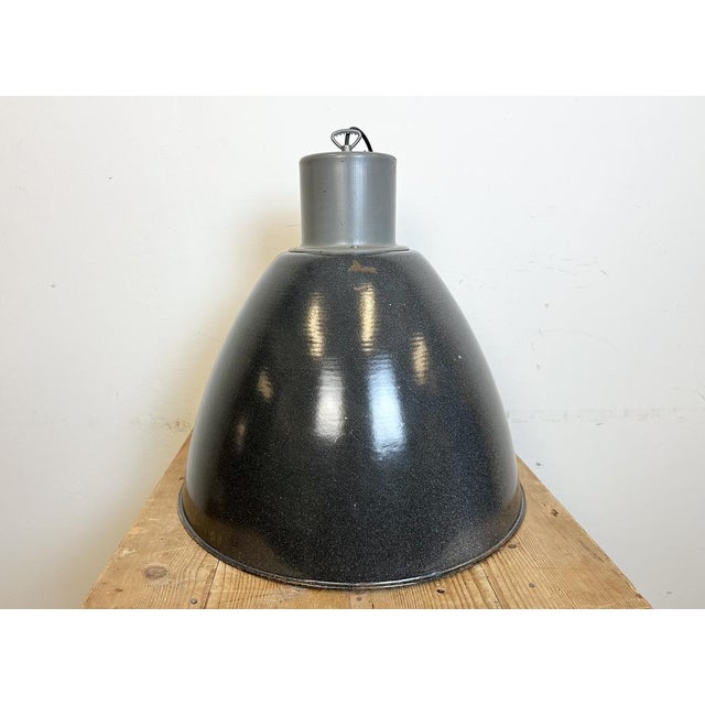 Large Industrial Dark Grey Enamel Factory Lamp from Elektrosvit, 1960s For Sale - Image 14 of 18